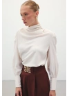 Drape Detaylı Bluz - Bej