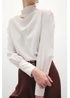 Drape Detaylı Bluz - Bej