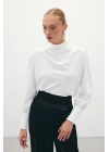 Drape Detaylı Bluz - Ekru