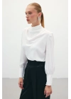 Drape Detaylı Bluz - Ekru
