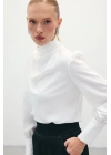 Drape Detaylı Bluz - Ekru