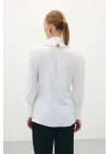 Drape Detaylı Bluz - Ekru