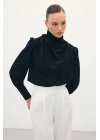 Drape Detaylı Bluz - Siyah