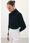 Drape Detaylı Bluz - Siyah