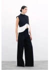 Kontrast Bol Pantolon - Siyah