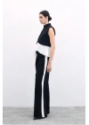 Kontrast Bol Pantolon - Siyah