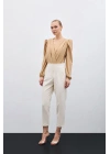 Yüksek Bel Pensli Pantolon - Bej