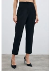 Yüksek Bel Pensli Pantolon - Siyah