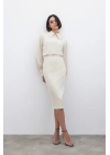 Düz Kalem Etek - Bej