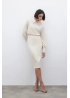Düz Kalem Etek - Bej