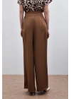 Bel Kemerli Saten Krep Pantolon - Camel