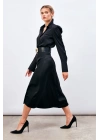 Midi Boy Saten Etek - SİYAH