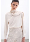 Şal Detaylı Bluz - Bej