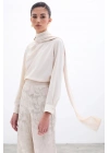Şal Detaylı Bluz - Bej