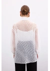 Fularlı Zebra Desenli Gömlek - Ekru