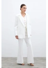 İspanyol Paça Pantolon - Ekru