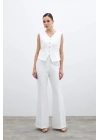 İspanyol Paça Pantolon - Ekru