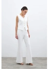 İspanyol Paça Pantolon - Ekru