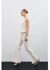 İspanyol Paça Pantolon - Bej