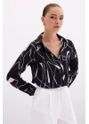 Yırtmaç Detaylı Gömlek - Siyah