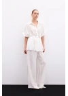 Bel Büzgü Detaylı Gömlek - Ekru