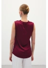 Degaje Yaka Saten Bluz - Bordo