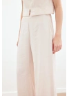 Yüksek Bel Keten Pantolon - Taş