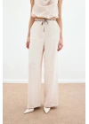 Örgü Kemerli Pantolon - Bej