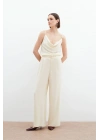 Kemerli Salaş Pantolon - Krem