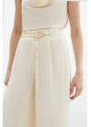 Kemerli Salaş Pantolon - Krem