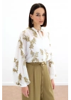 Nakışlı Şifon Gömlek - Haki