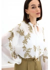 Nakışlı Şifon Gömlek - Haki