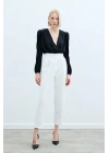 Yüksek Bel Klasik Pantolon - Ekru