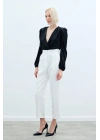 Yüksek Bel Klasik Pantolon - Ekru