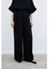 Keten Karışımlı Pantolon - Siyah