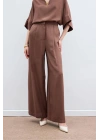 Keten Karışımlı Pantolon - Kahve