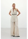 Salaş Keten Pantolon - Taş