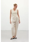 Salaş Keten Pantolon - Taş