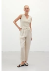 Salaş Keten Pantolon - Taş