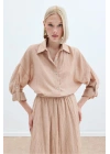 Kol Detaylı Salaş Gömlek - Pudra