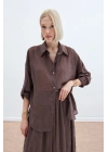 Kol Detaylı Salaş Gömlek - Kahve