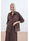 Kol Detaylı Salaş Gömlek - Kahve