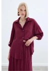 Kol Detaylı Salaş Gömlek - Bordo