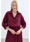 Kol Detaylı Salaş Gömlek - Bordo