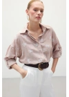 Salaş Nakışlı Gömlek - Pudra