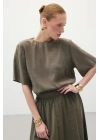Kısa Kollu Salaş Bluz - Haki