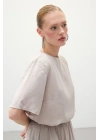 Kısa Kollu Salaş Bluz - Taş