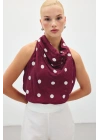 Kolsuz Puantiye Desenli Bluz - Bordo