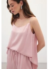 Askılı Saten Bluz - Pudra