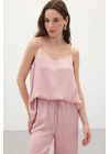 Askılı Saten Bluz - Pudra